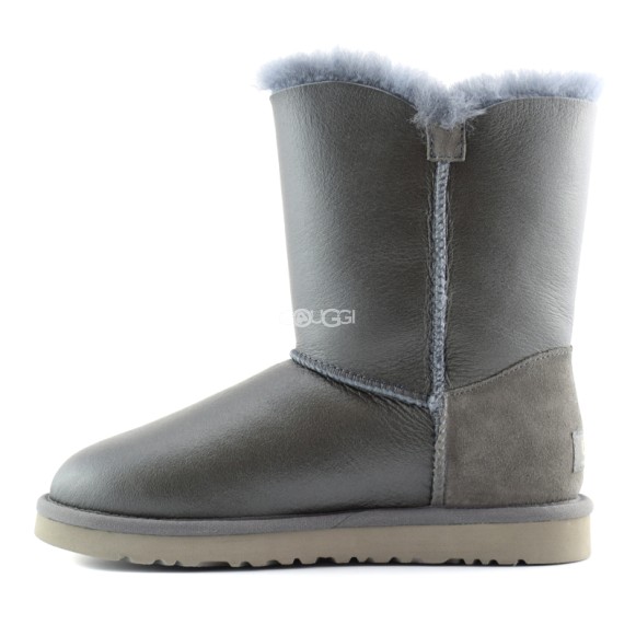 Женские короткие угги с пуговицей Bailey Button Metallic Grey-2