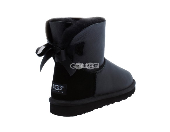 Женские мини угги с бантиками Mini Bailey Bow Metallic Black