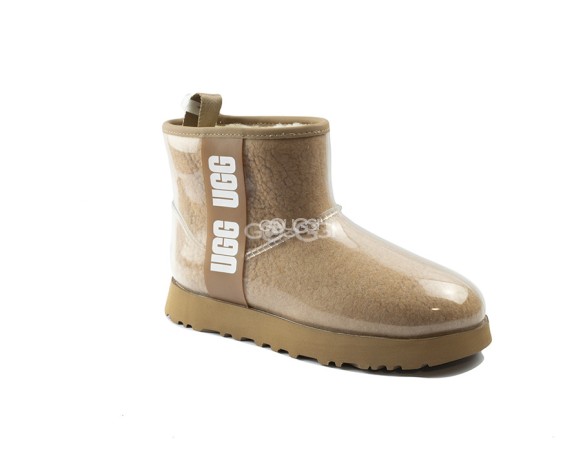 Женские прозрачные мини угги Classic Clear Mini Natural Sand