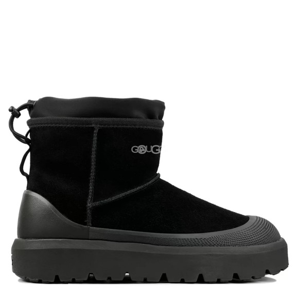 Женские мини угги с галошами Ugg Classic Mini Weather Hybrid Black (Угг Классик мини хабрид черные)