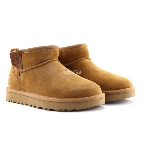 Мужские ультра мини угги Men`s Classic Ultra Mini Zip Chestnut
