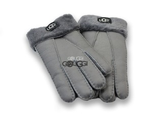 меховые перчатки мужские Leather Grey