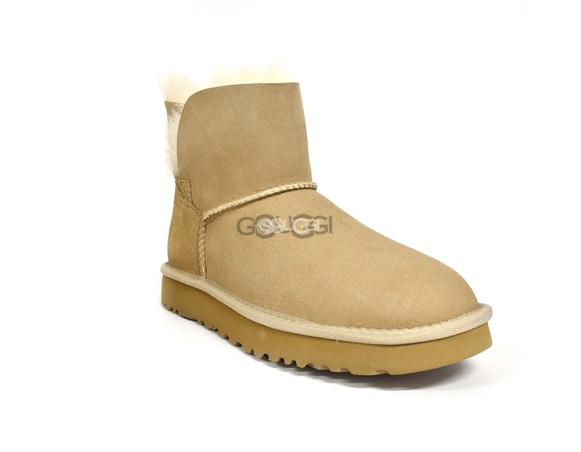 Женские мини угги Mini Bailey Logo Strap Suede Sand