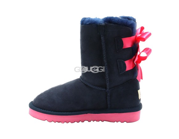 Детские угги с бантиками Kids Bailey Bow Navy (Pink Stole)