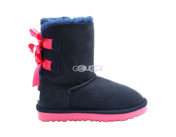 Детские угги с бантиками Kids Bailey Bow Navy (Pink Stole)