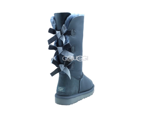 Женские высокие угги с бантиками Bailey Bow Tall Metallic Grey