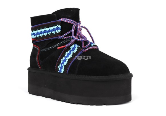 Женские угги Classic Mini II Braid Platform - Black 