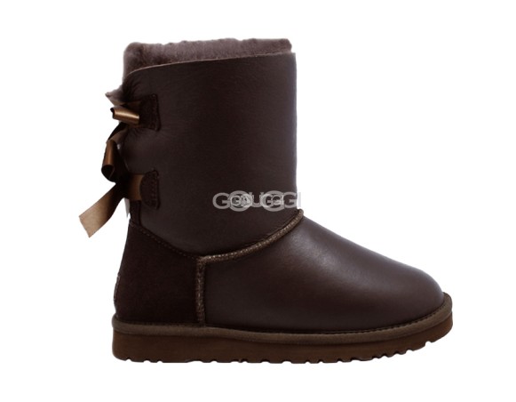 Женские угги с бантиками Bailey Bow Metallic Chocolate