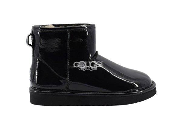 Женские мини угги Jimmy Choo Classic Mini Patent Black 