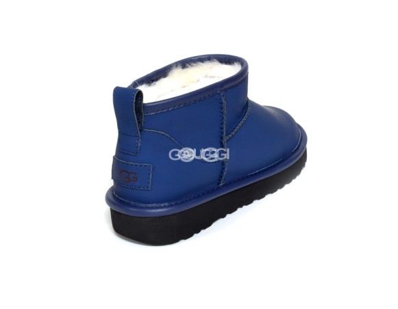 Женские кожаные ультра мини угги Ultra mini Leather Deep Navy