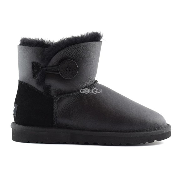 Женские мини угги с пуговицей Mini Bailey Button Metallic Black