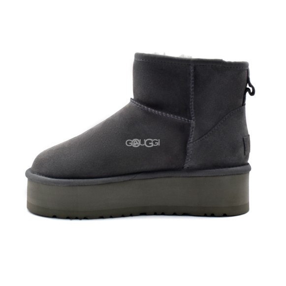 Женские мини угги на платформе Ugg Classic Mini Platform Grey