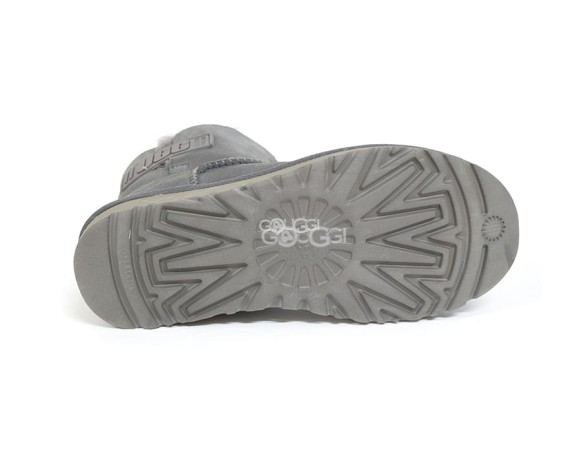 Женские мини угги Mini Bailey Logo Strap Suede Gray