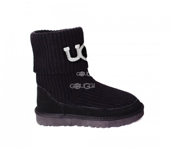 Женские вязаные угги Classic Rib Knit Black