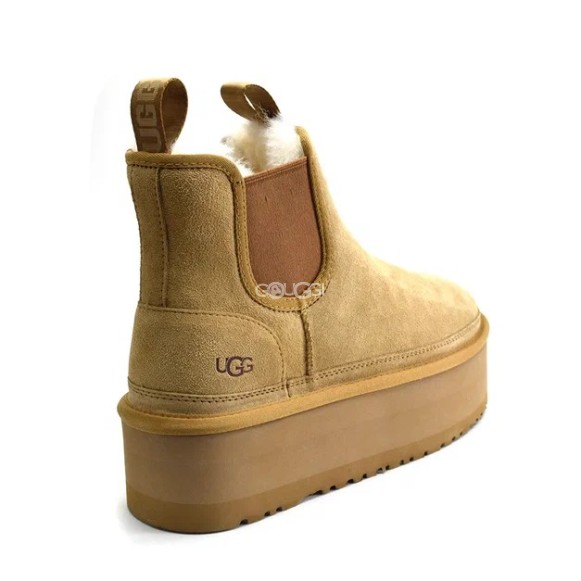 Женские короткие угги на платформе Ugg Chelsea Platform Beige