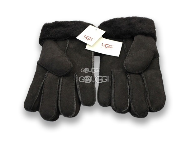 Меховые перчатки мужские Suede Black-1