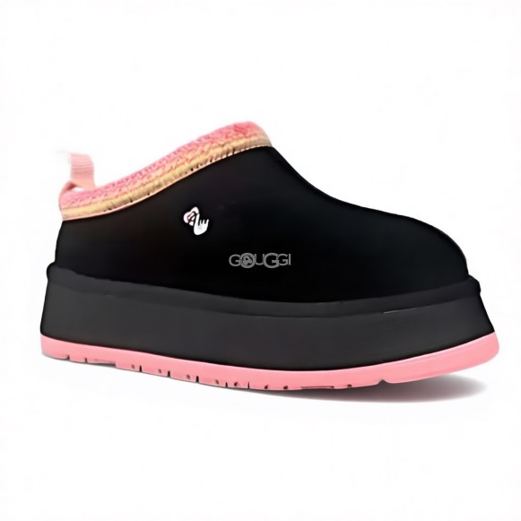Женские слипоны на платформе UGG Tazz Black Tropical Pink