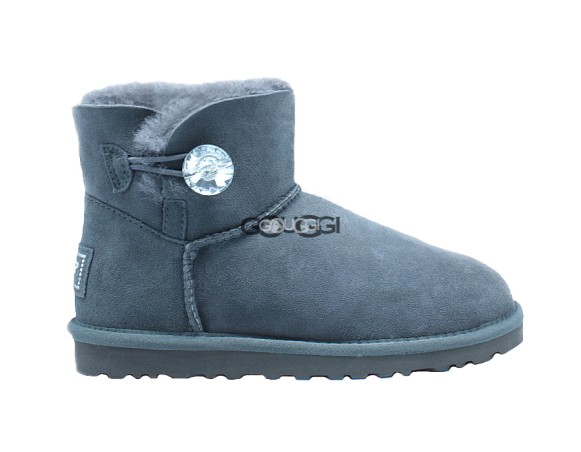 Женские мини угги с пуговицей Mini Bailey Button Bling Grey