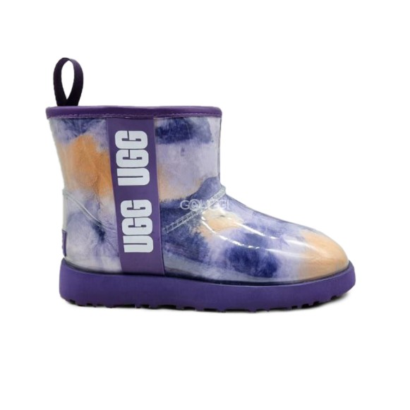 Женские прозрачные короткие угги Ugg Clear Mini Natural Navy/Purple