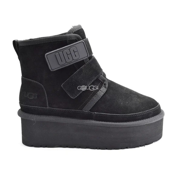 Женские короткие угги на платформе Ugg Classic Short Suede Platform Black