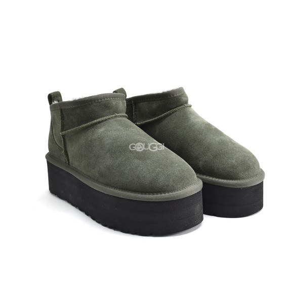 Женские ультра мини угги на платформе Classic Ultra Mini Platform Dark Green