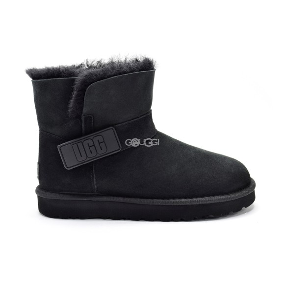 Женские мини угги Ugg Mini Bailey Graphic Logo Suede Black