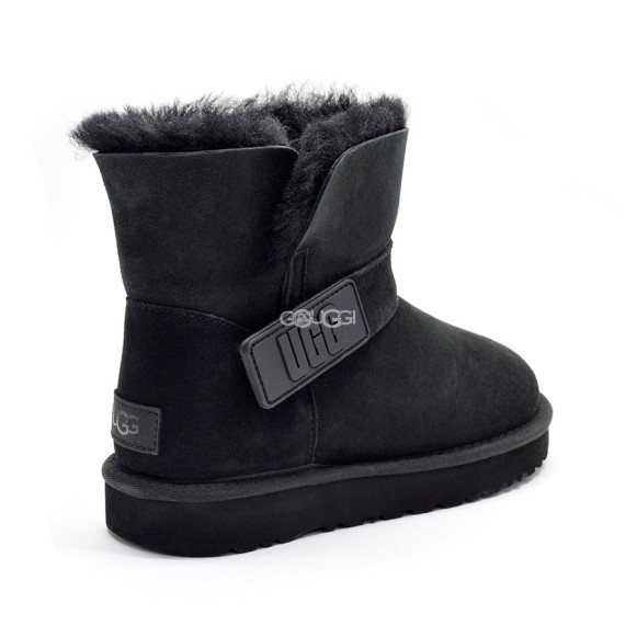 Женские мини угги Ugg Mini Bailey Graphic Logo Suede Black