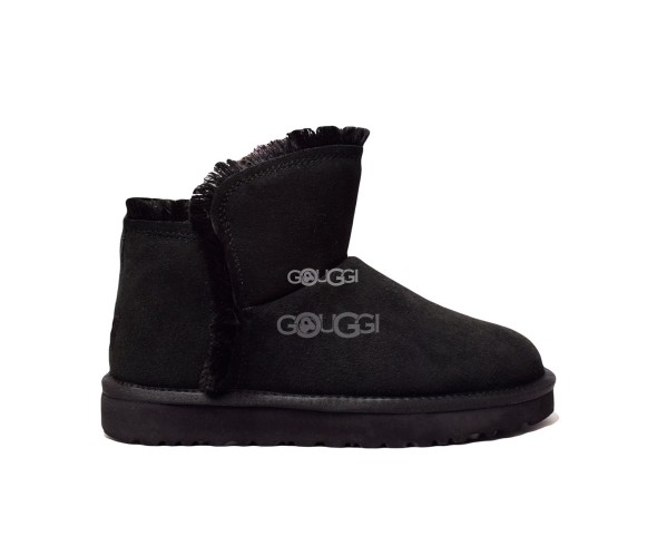 Женские мини угги Mini Fluff High-Low Black
